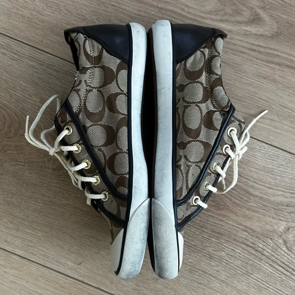 Coach Barrett Signature C Logo Sneakers Women’s Size 9 Brown Canvas Casual Shoes
